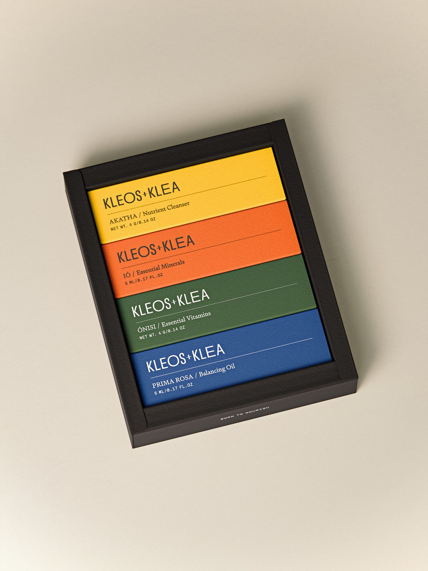 The Discovery Set, open, with all four travel sizes inside